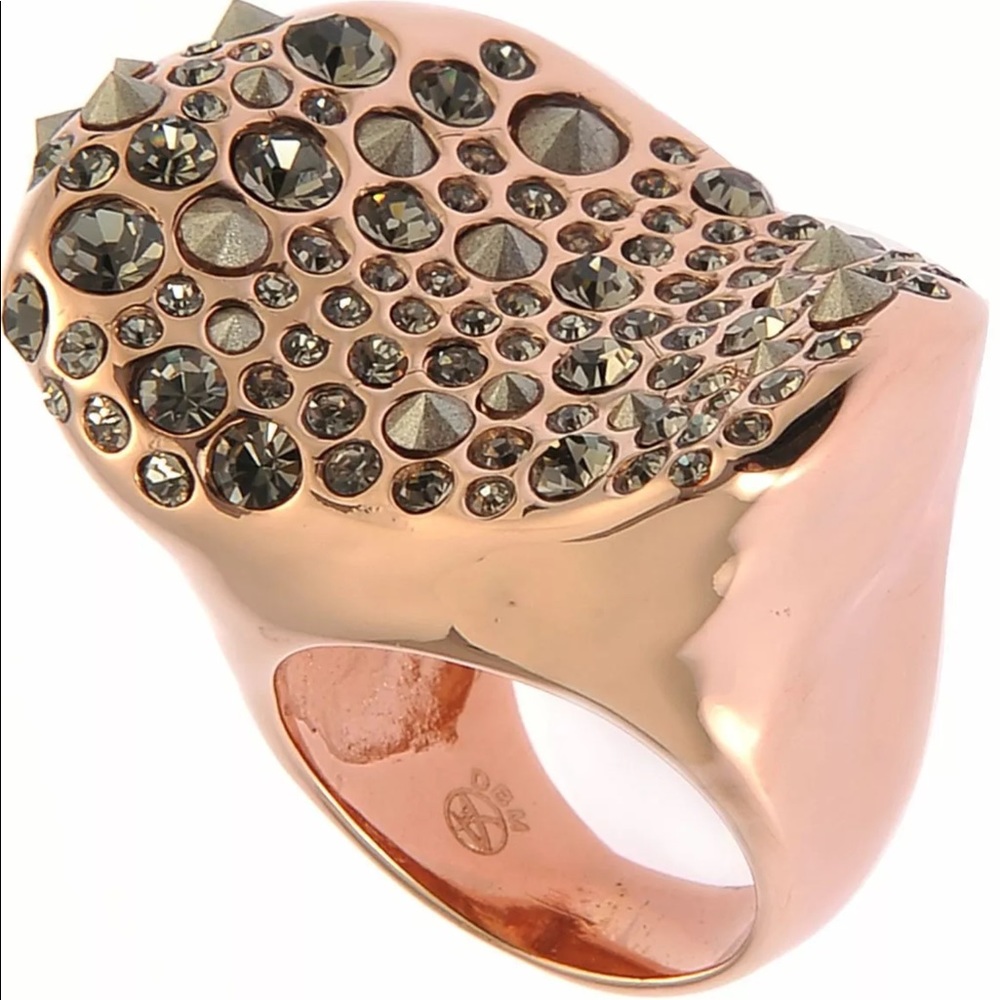 De Buman 18k Rose Gold Plated, Clear Crystal Ring